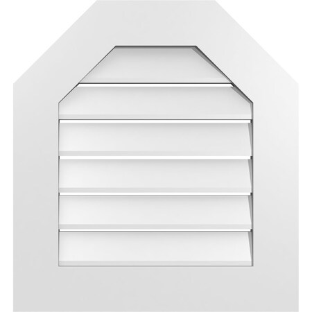 Ekena Millwork Octagonal Top Surface Mount PVC Gable Vent: Functional, w/ 3-1/2"W x 1"P Standard Frame, 22"W x 24"H GVPOT22X2401SF